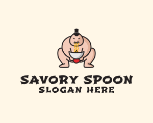 Sumo Wrestler Noodle logo design