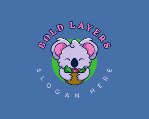 Cute Koala Salad logo design