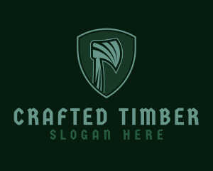 Green Lumberjack Axe logo design