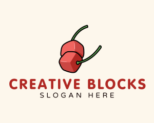 Cube Cherry Fruit logo design