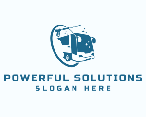 Bus Pressure Washer Cleaning logo design