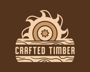 Rustic Saw Blade Woodworking  logo design