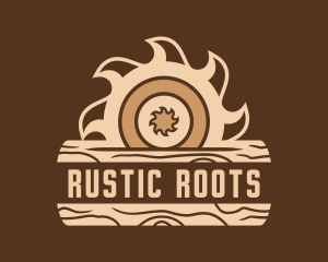 Rustic Saw Blade Woodworking  logo design