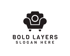 Camera Lens Armchair logo design