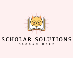 Scholar Book Cat logo design