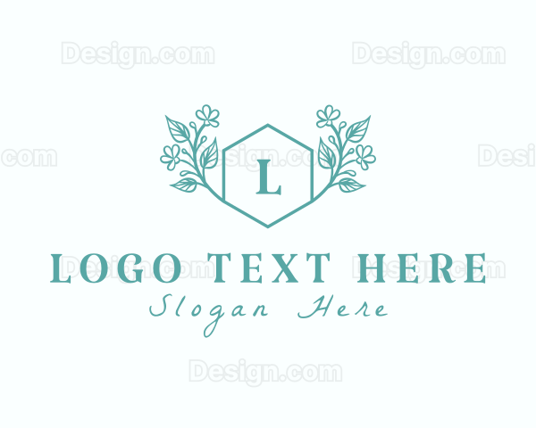 Organic Floral Hexagon Logo