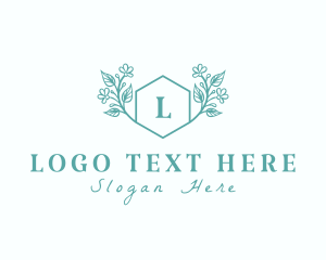 Organic Floral Hexagon logo