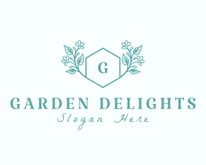 Organic Floral Hexagon logo design