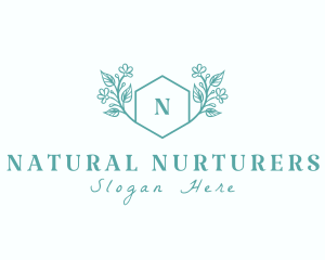 Organic Floral Hexagon logo design