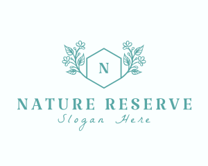 Organic Floral Hexagon logo design