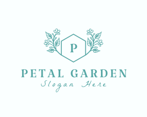 Organic Floral Hexagon logo design