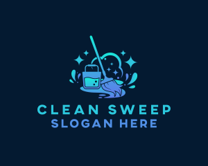 Mop Sweep Cleaning logo design