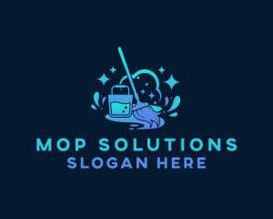 Mop Sweep Cleaning logo design