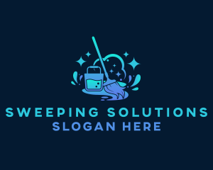 Mop Sweep Cleaning logo design