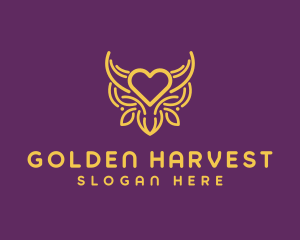 Golden Ox Heart logo design