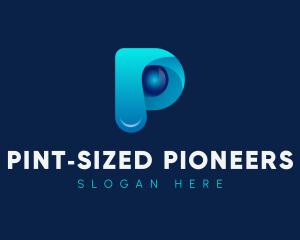 Letter P Gradient Cyber logo design