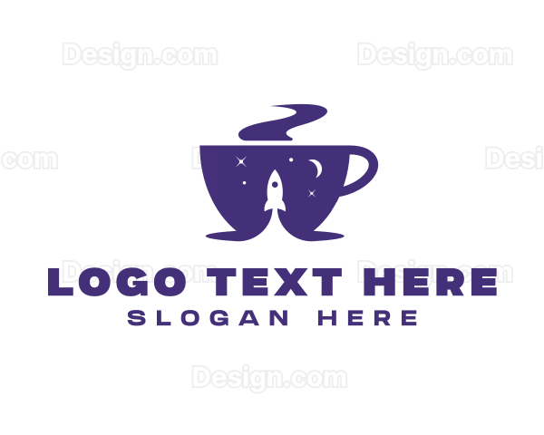 Space Rocket Coffee Cup Logo