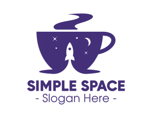 Space Rocket Coffee Cup logo design