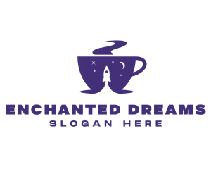 Space Rocket Coffee Cup logo design