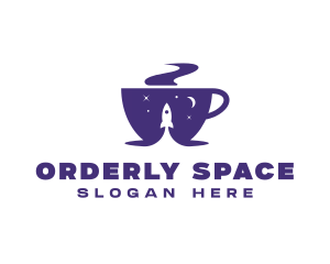 Space Rocket Coffee Cup logo design