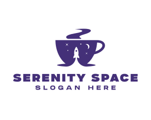 Space Rocket Coffee Cup logo design