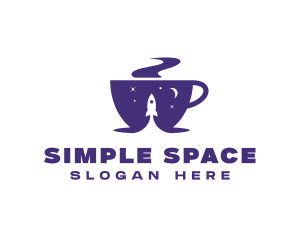 Space Rocket Coffee Cup logo design