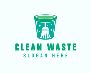 Broom Trash Can logo design