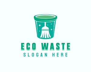 Broom Trash Can logo design