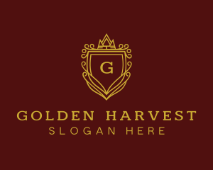 Golden Shield Crown logo design