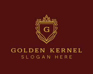 Golden Shield Crown logo design