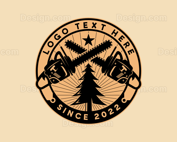 Tree Logging Chainsaw Logo