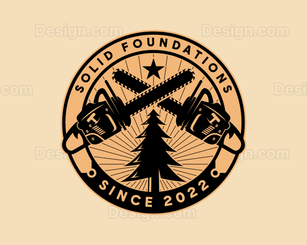 Tree Logging Chainsaw Logo