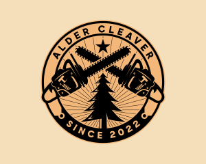 Lumberjack Logging Chainsaw  logo design