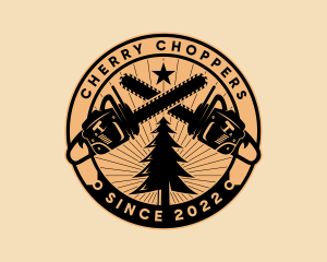 Lumberjack Logging Chainsaw  logo design