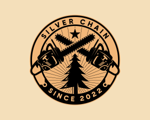 Lumberjack Logging Chainsaw  logo design