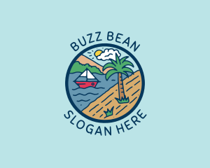 Beach Sailing Boat logo design