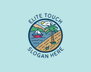 Beach Sailing Boat logo design