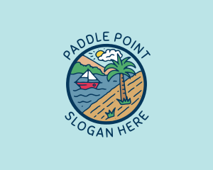 Beach Sailing Boat logo design