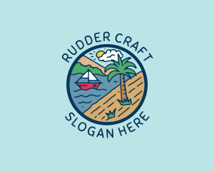 Beach Sailing Boat logo design