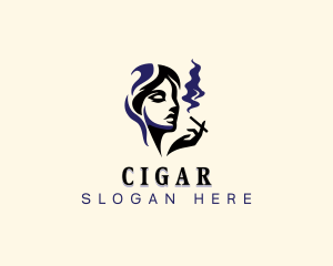 Lady Smoking Cigar logo design