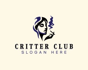 Lady Smoking Cigar logo design