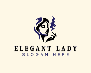 Lady Smoking Cigar logo design