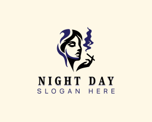 Lady Smoking Cigar logo design