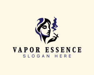 Lady Smoking Cigar logo design