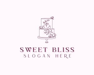 Floral Wedding Cake logo design