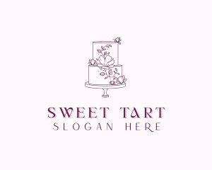 Floral Wedding Cake logo design