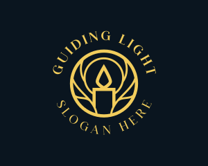 Circle Candle Flame logo design