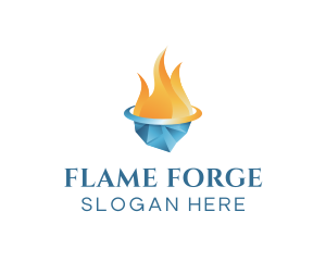 Fire Ice 3D logo design