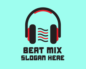 Red DJ Headphones logo design