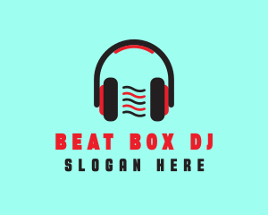 Red DJ Headphones logo design